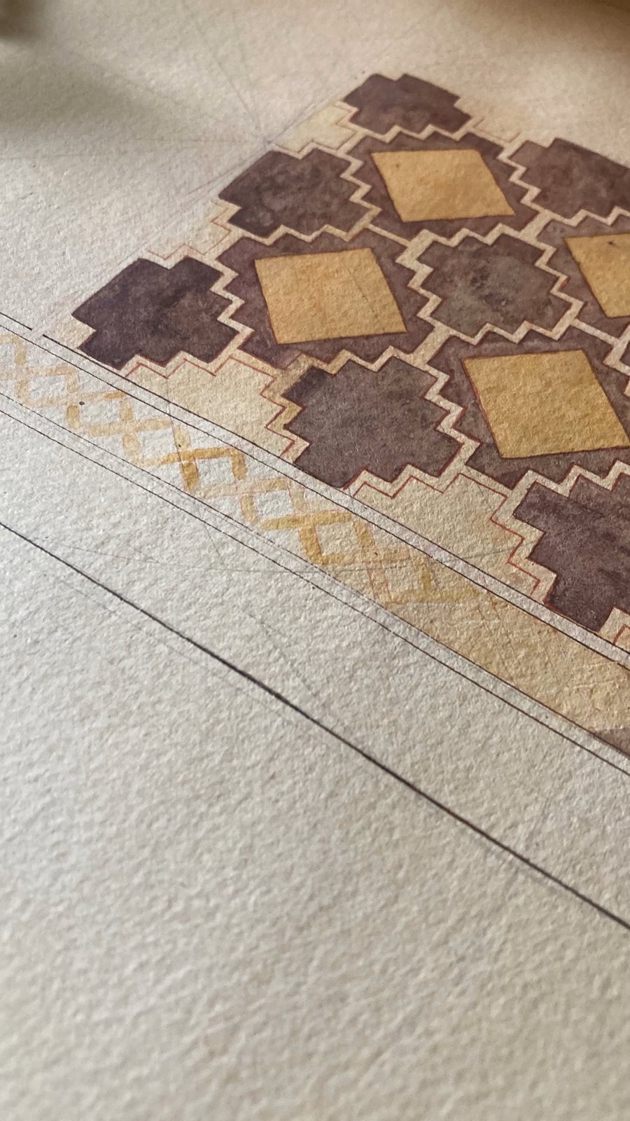 Close detail of a geometric wooden board pattern