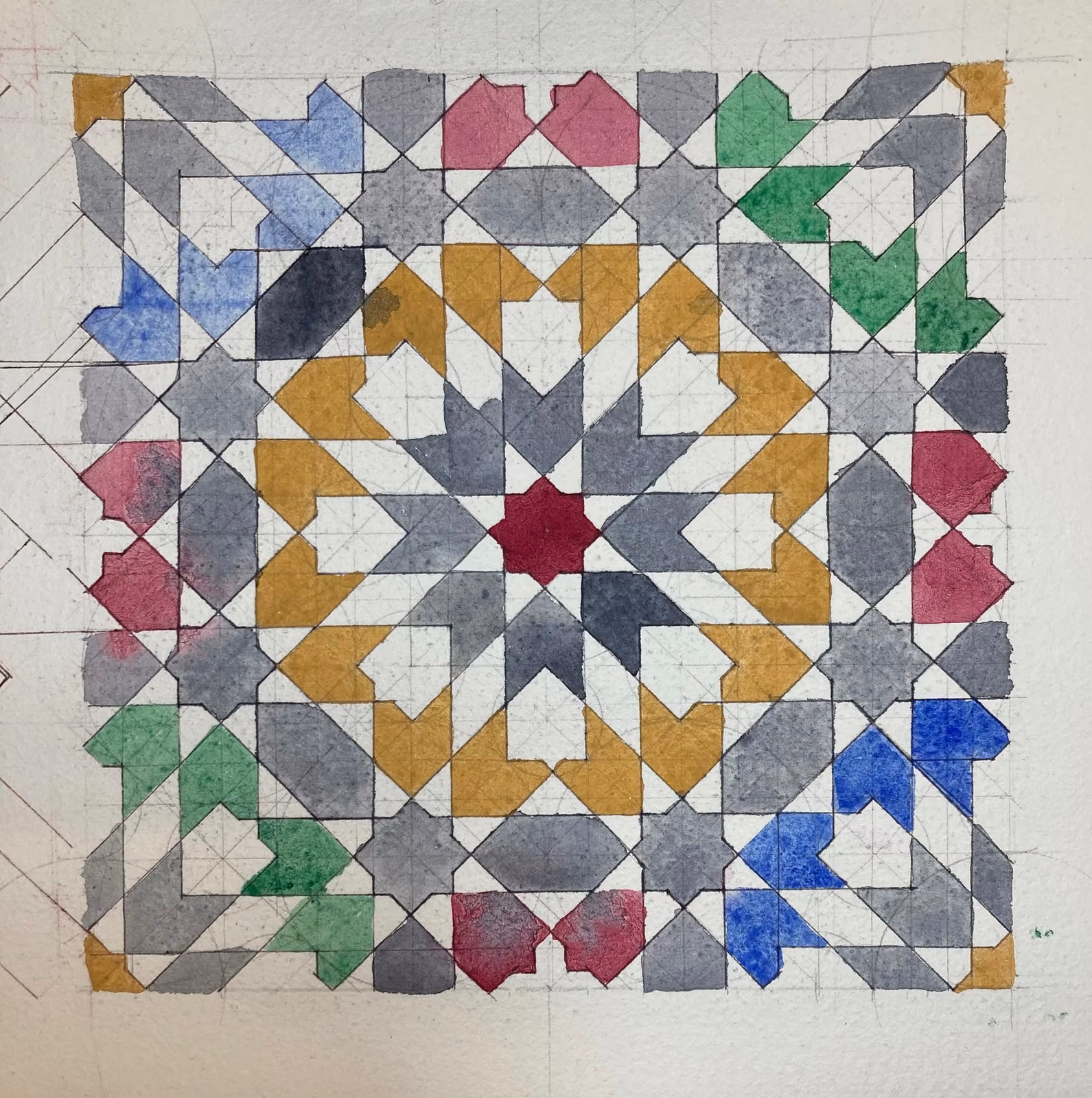 Eight-fold geometric pattern study from Morocco