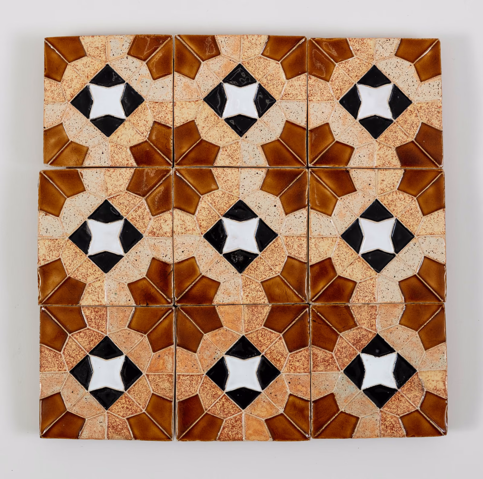 Geometric pattern on handmade ceramic tiles
