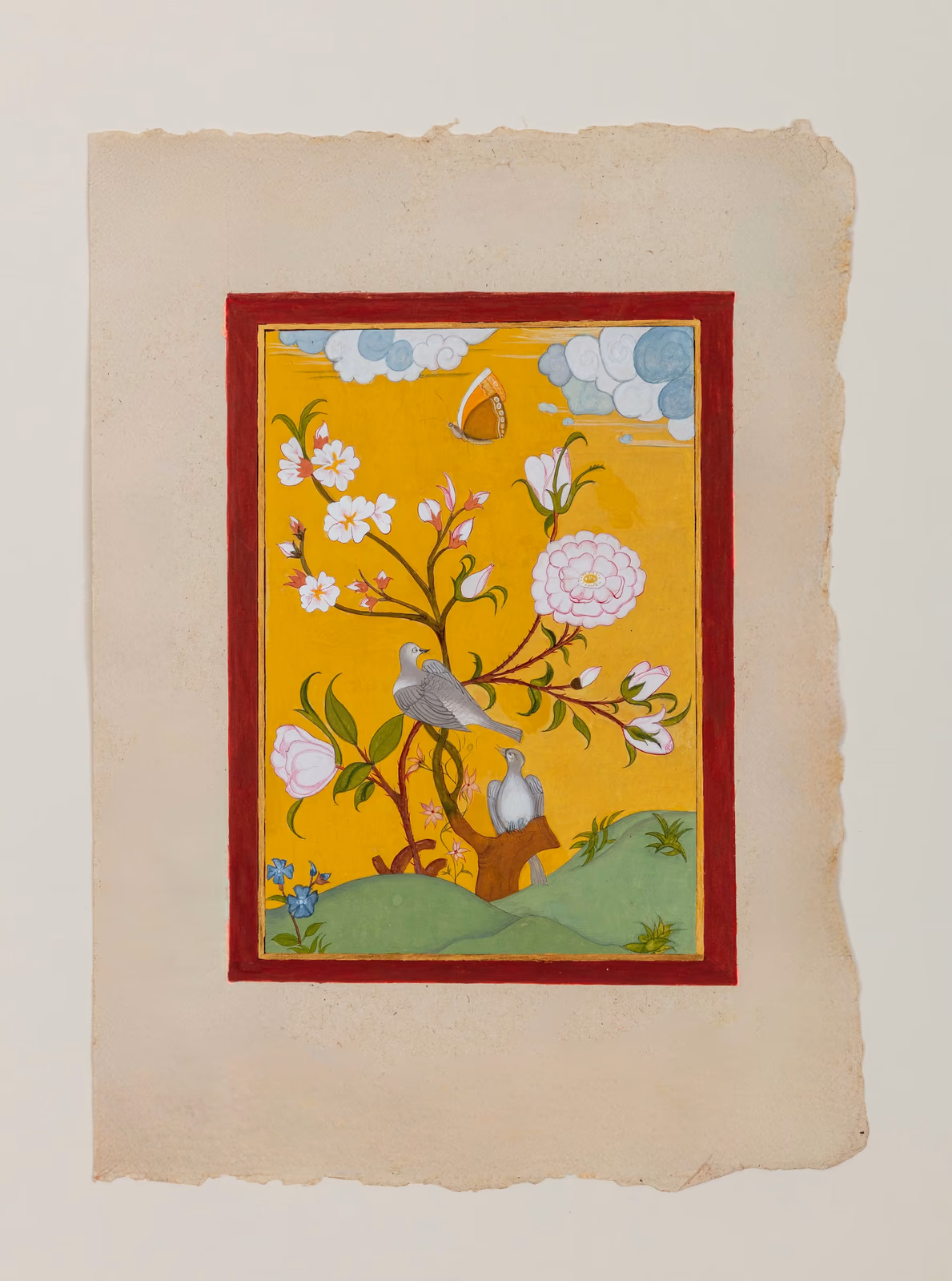 Deccan style Indian miniature painting with two birds